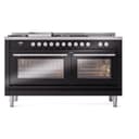 Professional Plus II 60 UP60FSQMPBK Freestanding Dual Fuel Range with 7 Sealed Burners with Griddle and French Top Double Oven with Solid Door with Stainless Steel knobs view 2