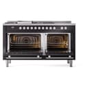 Professional Plus II 60 UP60FSQMPBK Freestanding Dual Fuel Range with 7 Sealed Burners with Griddle and French Top Double Oven with Solid Door with Stainless Steel knobs view 3