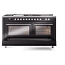 Professional Plus II 60 UP60FSQMPBK Freestanding Dual Fuel Range with 7 Sealed Burners with Griddle and French Top Double Oven with Solid Door with Stainless Steel knobs view 6