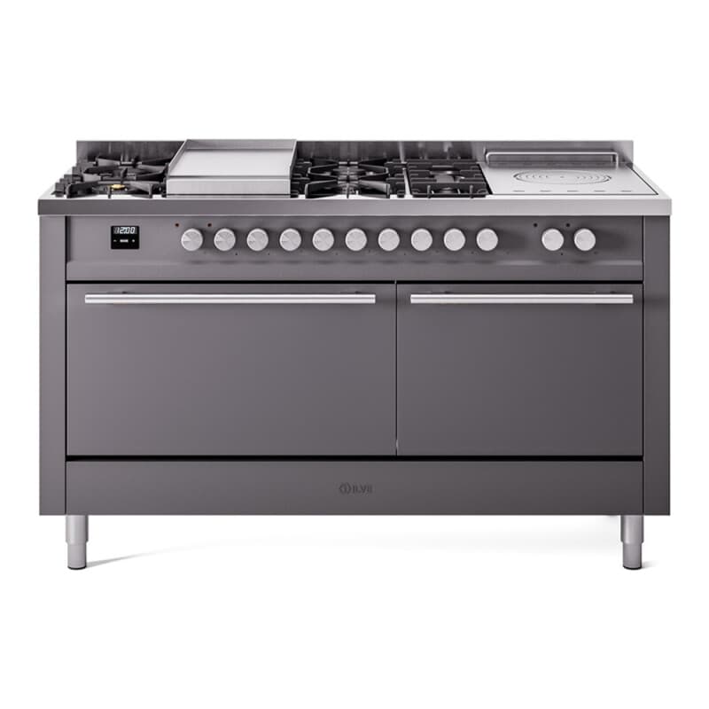 Professional Plus II 60 UP60FSQMPMG Freestanding Dual Fuel Range with 7 Sealed Burners with Griddle and French Top Double Oven with Solid Door with Stainless Steel knobs
