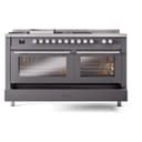 Professional Plus II 60 UP60FSQMPMG Freestanding Dual Fuel Range with 7 Sealed Burners with Griddle and French Top Double Oven with Solid Door with Stainless Steel knobs view 6