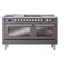 Professional Plus II 60 UP60FSQMPMG Freestanding Dual Fuel Range with 7 Sealed Burners with Griddle and French Top Double Oven with Solid Door with Stainless Steel knobs view 2