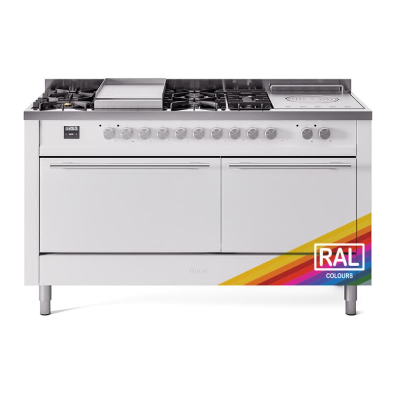 Professional Plus II 60 UP60FSQMPRA Freestanding Dual Fuel Range with 7 Sealed Burners with Griddle and French Top Double Oven with Solid Door with Stainless Steel knobs
