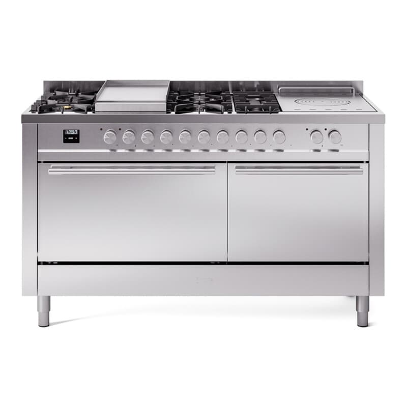 Professional Plus II 60 UP60FSQMPSS Freestanding Dual Fuel Range with 7 Sealed Burners with Griddle and French Top Double Oven with Solid Door
