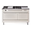 Nostalgie II 60 UP60FSQNMPAWC Freestanding Dual Fuel Range with 7 Sealed Burners with Griddle and French Top Double Oven with Solid Door with Chrome knobs view 1