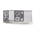 Nostalgie II 60 UP60FSQNMPAWG Freestanding Dual Fuel Range with 7 Sealed Burners with Griddle and French Top Double Oven with Solid Door with Brass knobs view 3
