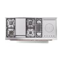 Nostalgie II 60 UP60FSQNMPBKP Freestanding Dual Fuel Range with 7 Sealed Burners with Griddle and French Top Double Oven with Solid Door with Copper knobs view 3