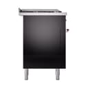 Nostalgie II 60 UP60FSQNMPBKP Freestanding Dual Fuel Range with 7 Sealed Burners with Griddle and French Top Double Oven with Solid Door with Copper knobs view 4