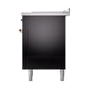 Nostalgie II 60 UP60FSQNMPBKP Freestanding Dual Fuel Range with 7 Sealed Burners with Griddle and French Top Double Oven with Solid Door with Copper knobs view 5