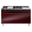 Nostalgie II 60 UP60FSQNMPBUB Freestanding Dual Fuel Range with 7 Sealed Burners with Griddle and French Top Double Oven with Solid Door with Bronze knobs view 1