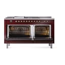 Nostalgie II 60 UP60FSQNMPBUB Freestanding Dual Fuel Range with 7 Sealed Burners with Griddle and French Top Double Oven with Solid Door with Bronze knobs view 2