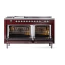 Nostalgie II 60 UP60FSQNMPBUC Freestanding Dual Fuel Range with 7 Sealed Burners with Griddle and French Top Double Oven with Solid Door with Chrome knobs view 2