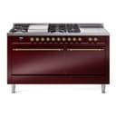 Nostalgie II 60 UP60FSQNMPBUG Freestanding Dual Fuel Range with 7 Sealed Burners with Griddle and French Top Double Oven with Solid Door with Brass knobs view 1