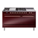 Nostalgie II 60 UP60FSQNMPBUP Freestanding Dual Fuel Range with 7 Sealed Burners with Griddle and French Top Double Oven with Solid Door with Copper knobs view 1