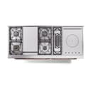 Nostalgie II 60 UP60FSQNMPBUP Freestanding Dual Fuel Range with 7 Sealed Burners with Griddle and French Top Double Oven with Solid Door with Copper knobs view 3