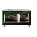 Nostalgie II 60 UP60FSQNMPEGB Freestanding Dual Fuel Range with 7 Sealed Burners with Griddle and French Top Double Oven with Solid Door with Bronze knobs view 2