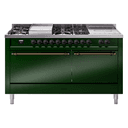 Nostalgie II 60 UP60FSQNMPEGB Freestanding Dual Fuel Range with 7 Sealed Burners with Griddle and French Top Double Oven with Solid Door with Bronze knobs view 1