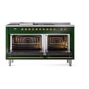 Nostalgie II 60 UP60FSQNMPEGG Freestanding Dual Fuel Range with 7 Sealed Burners with Griddle and French Top Double Oven with Solid Door with Brass knobs view 2