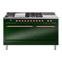 Nostalgie II 60 UP60FSQNMPEGP Freestanding Dual Fuel Range with 7 Sealed Burners with Griddle and French Top Double Oven with Solid Door with Copper knobs view 1