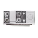 Nostalgie II 60 UP60FSQNMPEGP Freestanding Dual Fuel Range with 7 Sealed Burners with Griddle and French Top Double Oven with Solid Door with Copper knobs view 3