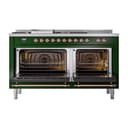 Nostalgie II 60 UP60FSQNMPEGP Freestanding Dual Fuel Range with 7 Sealed Burners with Griddle and French Top Double Oven with Solid Door with Copper knobs view 2