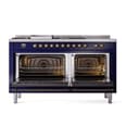 Nostalgie II 60 UP60FSQNMPMBB Freestanding Dual Fuel Range with 7 Sealed Burners with Griddle and French Top Double Oven with Solid Door with Bronze knobs view 2