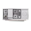 Nostalgie II 60 UP60FSQNMPMGP Freestanding Dual Fuel Range with 7 Sealed Burners with Griddle and French Top Double Oven with Solid Door with Copper knobs view 3
