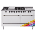 Nostalgie II 60 UP60FSQNMPRAB Freestanding Dual Fuel Range with 7 Sealed Burners with Griddle and French Top Double Oven with Solid Door with Bronze knobs view 1