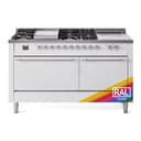 Nostalgie II 60 UP60FSQNMPRAC Freestanding Dual Fuel Range with 7 Sealed Burners with Griddle and French Top Double Oven with Solid Door with Chrome knobs view 1