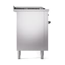 Nostalgie II 60 UP60FSQNMPSSB Freestanding Dual Fuel Range with 7 Sealed Burners with Griddle and French Top Double Oven with Solid Door with Bronze knobs view 4