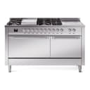 Nostalgie II 60 UP60FSQNMPSSC Freestanding Dual Fuel Range with 7 Sealed Burners with Griddle and French Top Double Oven with Solid Door with Chrome knobs view 1