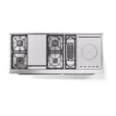 Nostalgie II 60 UP60FSQNMPWHC Freestanding Dual Fuel Range with 7 Sealed Burners with Griddle and French Top Double Oven with Solid Door with Chrome knobs view 3