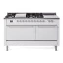 Nostalgie II 60 UP60FSQNMPWHC Freestanding Dual Fuel Range with 7 Sealed Burners with Griddle and French Top Double Oven with Solid Door with Chrome knobs view 1