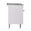 Nostalgie II 60 UP60FSQNMPWHP Freestanding Dual Fuel Range with 7 Sealed Burners with Griddle and French Top Double Oven with Solid Door with Copper knobs view 4