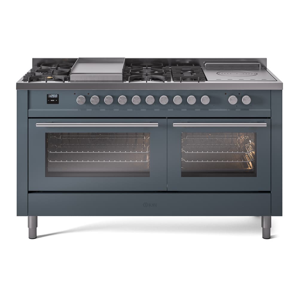 Professional Plus II 60 UP60FSWMPBG Freestanding Dual Fuel Range with 7 Sealed Burners with Griddle and French Top Double Oven with Triple Glass Door with Stainless Steel knobs