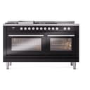 Professional Plus II 60 UP60FSWMPBK Freestanding Dual Fuel Range with 7 Sealed Burners with Griddle and French Top Double Oven with Triple Glass Door with Stainless Steel knobs view 2