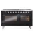 Professional Plus II 60 UP60FSWMPBK Freestanding Dual Fuel Range with 7 Sealed Burners with Griddle and French Top Double Oven with Triple Glass Door with Stainless Steel knobs view 2