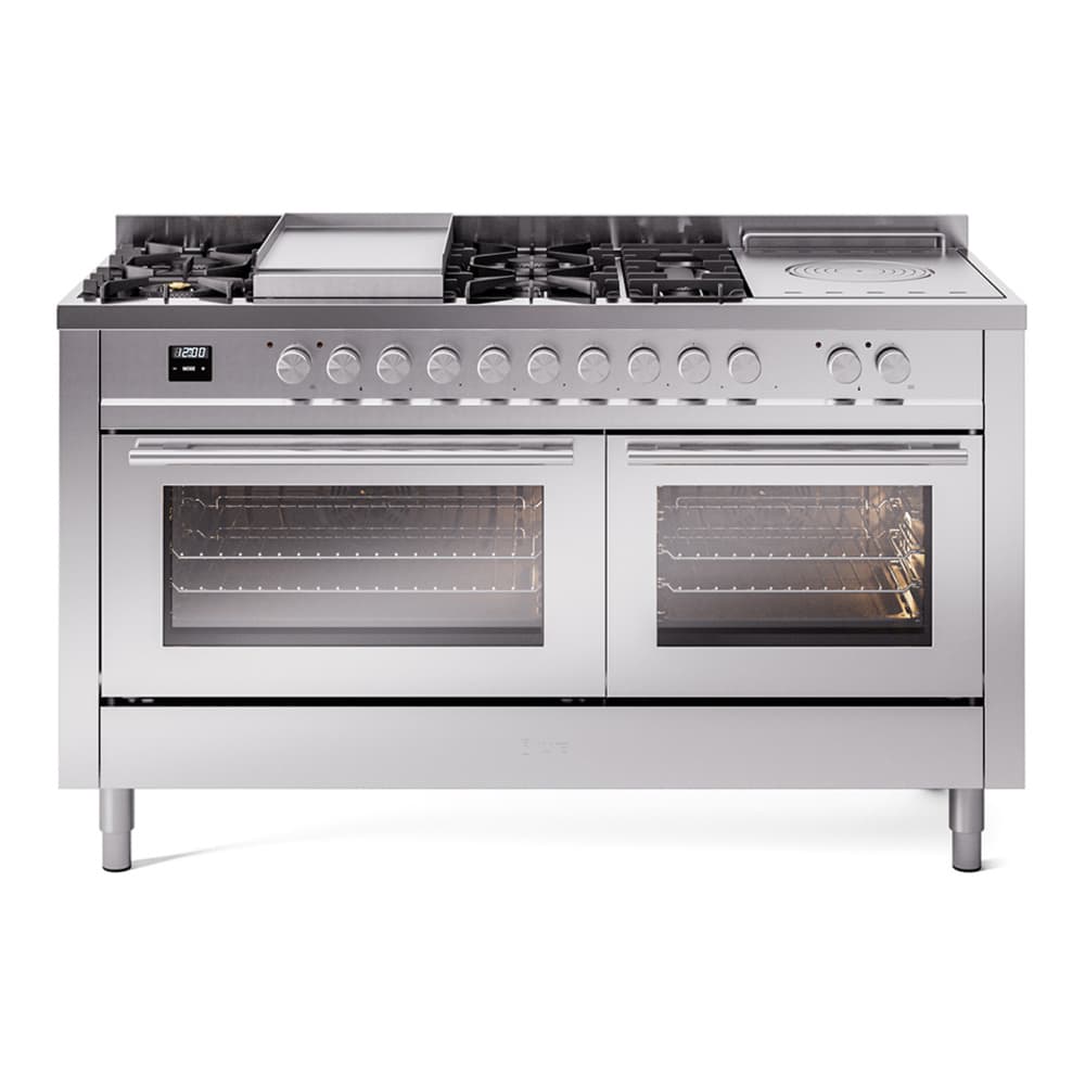 Professional Plus II 60 UP60FSWMPSS Freestanding Dual Fuel Range with 7 Sealed Burners with Griddle and French Top Double Oven with Triple Glass Door