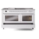 Professional Plus II 60 UP60FSWMPWH Freestanding Dual Fuel Range with 7 Sealed Burners with Griddle and French Top Double Oven with Triple Glass Door with Stainless Steel knobs view 6