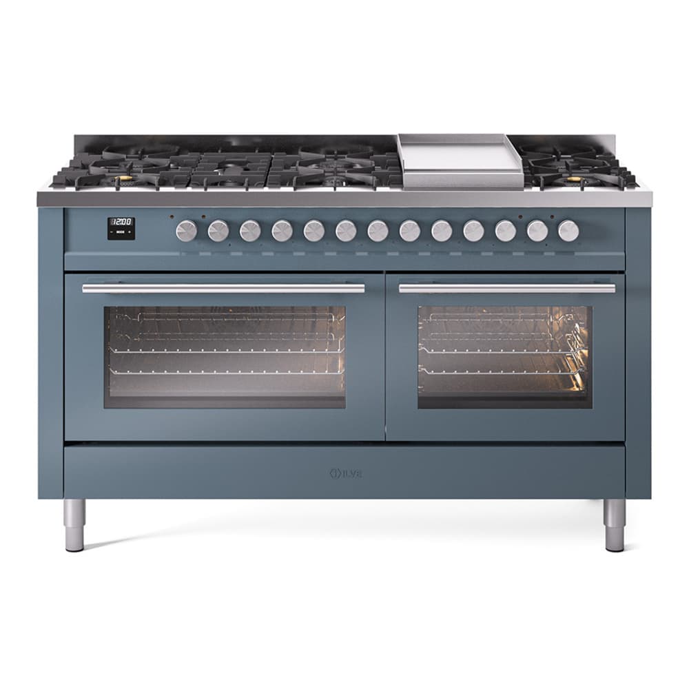 Professional Plus II 60 UP60FWMPBG Freestanding Dual Fuel Range with 9 Sealed Burners with Griddle Double Oven with Triple Glass Door with Stainless Steel knobs