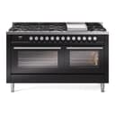Professional Plus II 60 UP60FWMPBK Freestanding Dual Fuel Range with 9 Sealed Burners with Griddle Double Oven with Triple Glass Door with Stainless Steel knobs view 1