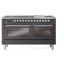 Professional Plus II 60 UP60FWMPMG Freestanding Dual Fuel Range with 9 Sealed Burners with Griddle Double Oven with Triple Glass Door with Stainless Steel knobs view 2