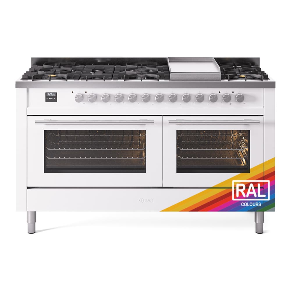 Professional Plus II 60 UP60FWMPRA Freestanding Dual Fuel Range with 9 Sealed Burners with Griddle Double Oven with Triple Glass Door with Stainless Steel knobs