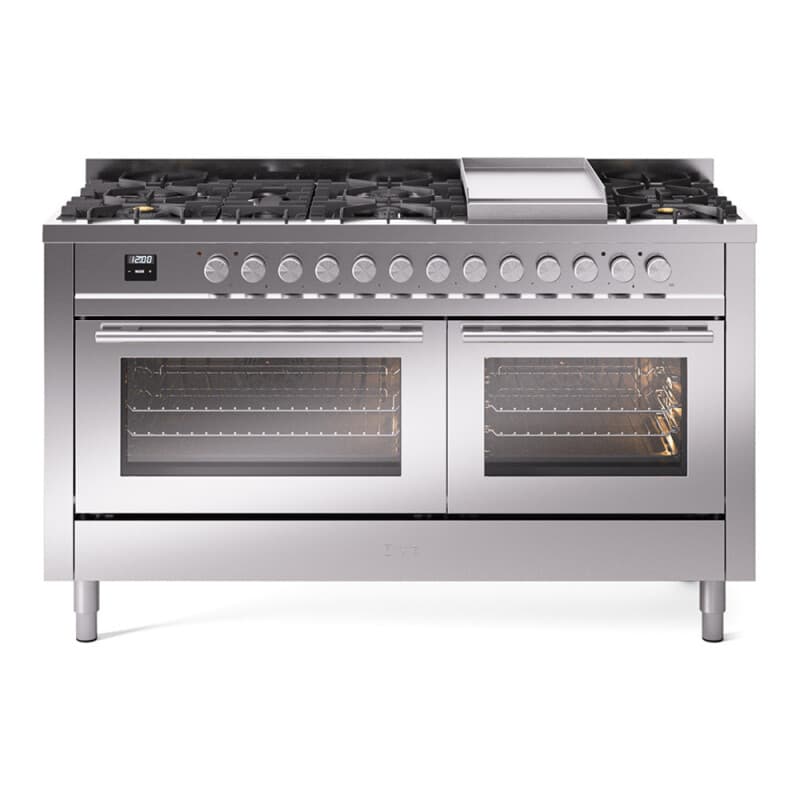 Professional Plus II 60 UP60FWMPSS Freestanding Dual Fuel Range with 9 Sealed Burners with Griddle Double Oven with Triple Glass Door
