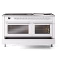 Professional Plus II 60 UP60FWMPWH Freestanding Dual Fuel Range with 9 Sealed Burners with Griddle Double Oven with Triple Glass Door with Stainless Steel knobs view 6