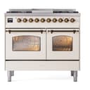 Nostalgie II 40 UPD40FNMPAWB Freestanding Dual Fuel Range with 6 Sealed Burners with Griddle Double Oven with Triple Glass Door with Bronze knobs view 2