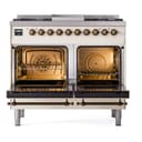 Nostalgie II 40 UPD40FNMPAWB Freestanding Dual Fuel Range with 6 Sealed Burners with Griddle Double Oven with Triple Glass Door with Bronze knobs view 3