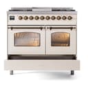 Nostalgie II 40 UPD40FNMPAWB Freestanding Dual Fuel Range with 6 Sealed Burners with Griddle Double Oven with Triple Glass Door with Bronze knobs view 6