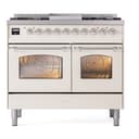 Nostalgie II 40 UPD40FNMPAWC Freestanding Dual Fuel Range with 6 Sealed Burners with Griddle Double Oven with Triple Glass Door with Chrome knobs view 2