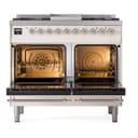 Nostalgie II 40 UPD40FNMPAWC Freestanding Dual Fuel Range with 6 Sealed Burners with Griddle Double Oven with Triple Glass Door with Chrome knobs view 3